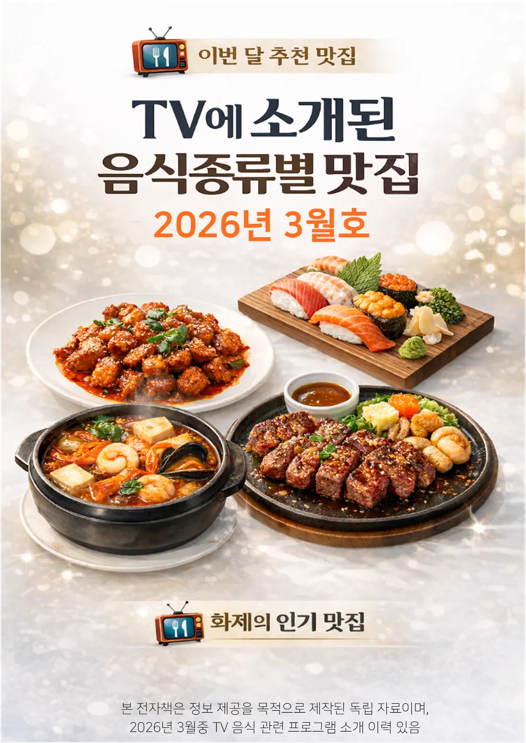 2026년 3월 방송 맛집 PDF 전자책, 음식종류별 정리 (지도·길찾기 가능)